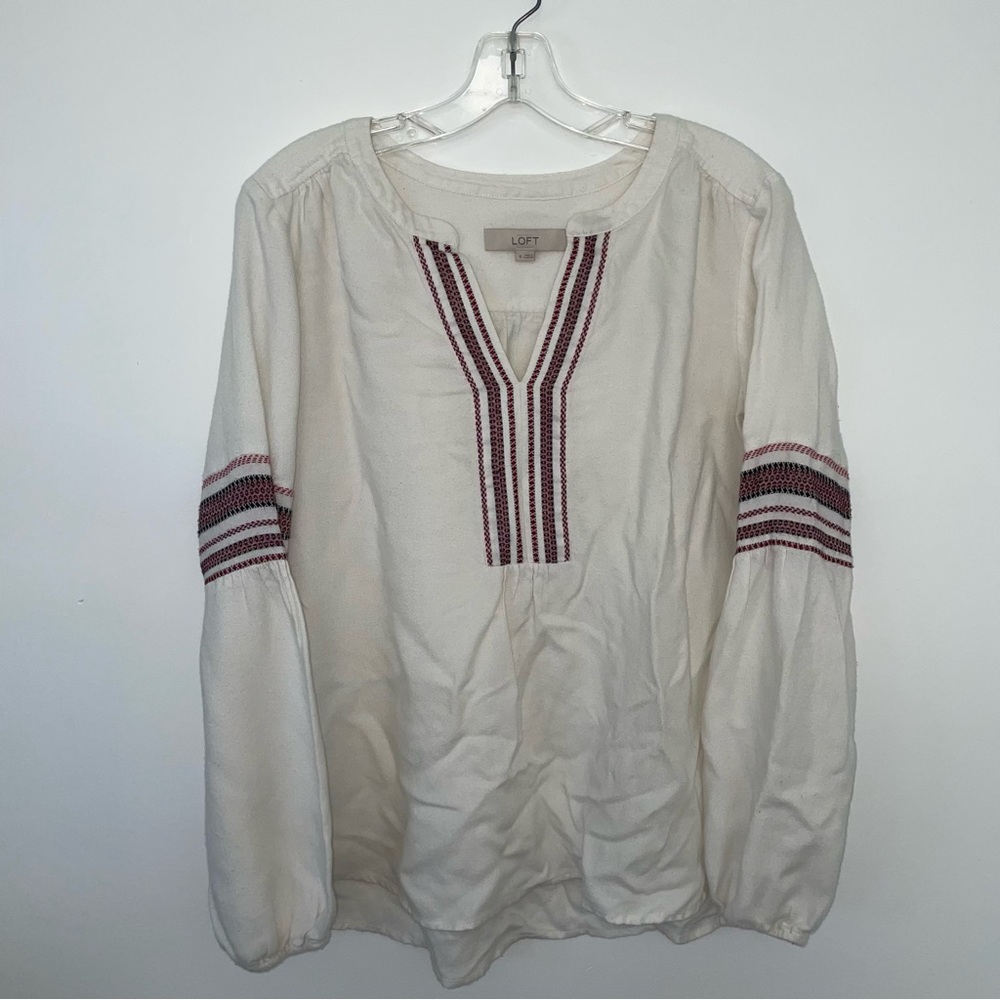 Loft Womens Top Medium Tunic Long Sleeve Office Boho Casual